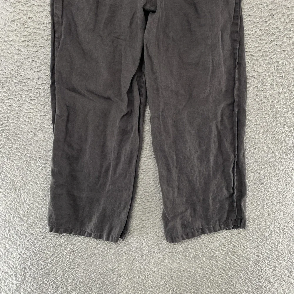 Zara Linen Pants Womens Small Gray Pleated Relaxed Ankle Summer Beachy Travel